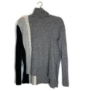 Athleta Transit Turtleneck Sweater Merino Wool Blend Sz XS Gray Colorblock